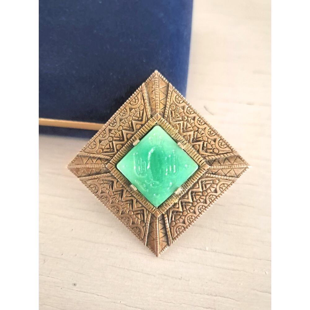 Vintage Marvella Faux Jade Phoenix Brooch